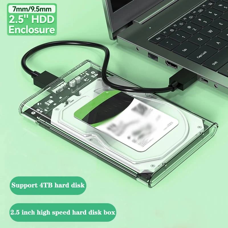 Custodia per disco rigido esterno da 2,5 '' Adattatore USB 3.0 / 3.1 tipo C a SATA III HDD Custodia per disco rigido esterno trasparente gratuita da 5 Gbps