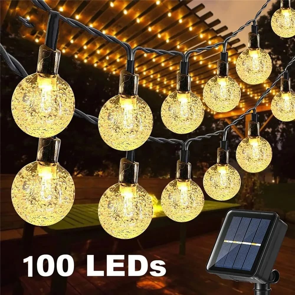 8 modalità di luce solare sfera di cristallo 5M/7M/12M LED luci della stringa lucine ghirlande per la festa di Natale decorazione esterna