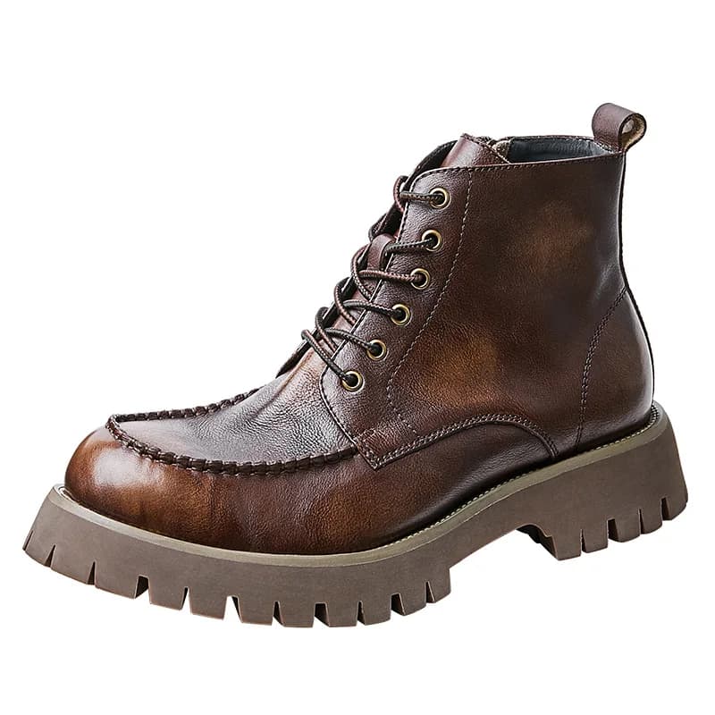 CLAIAMI New British Retro Tooling Stivaletti da uomo High-top Trendy Locomotiva Stivali da uomo in pelle spazzolata Scarpe da uomo Zapatos Hombre