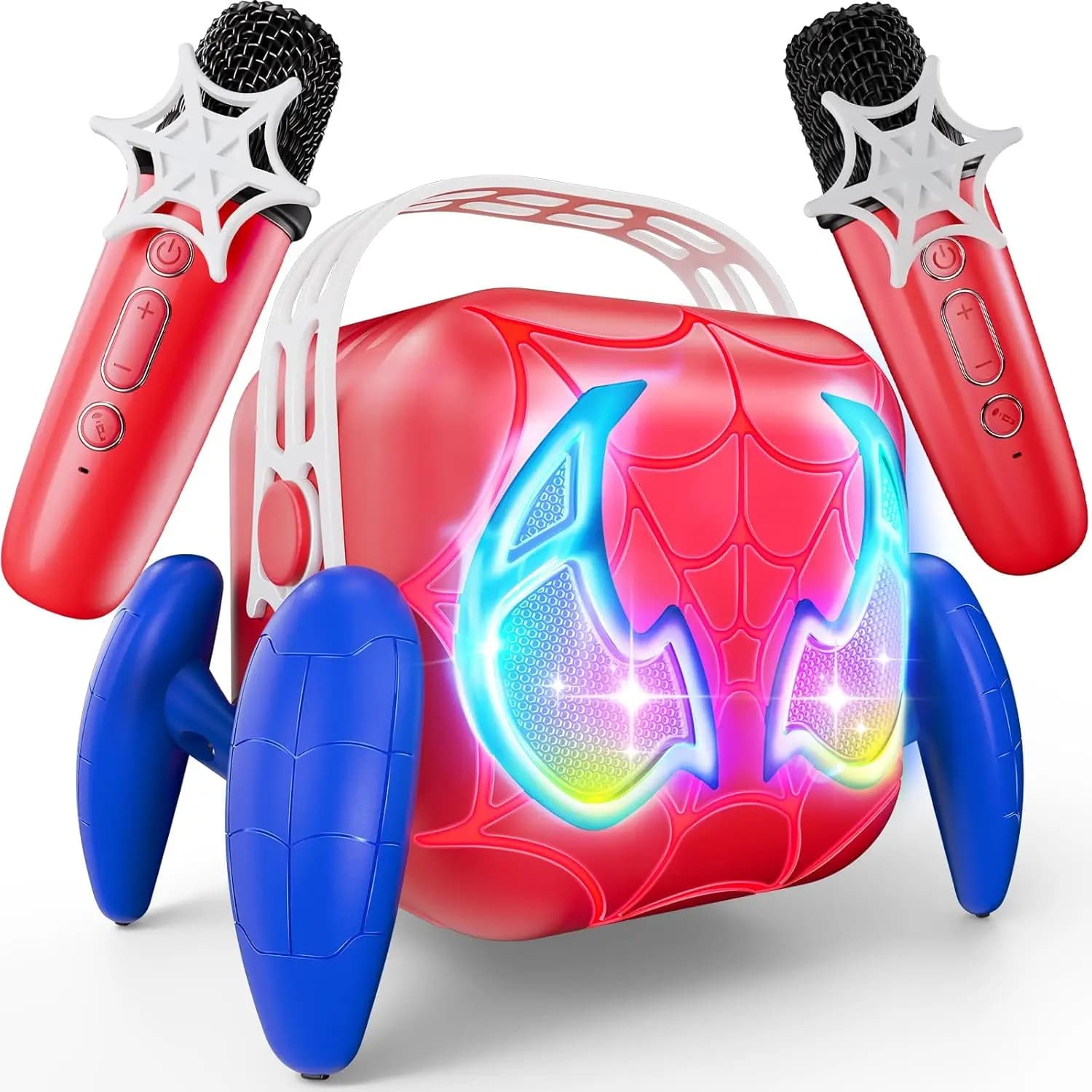 Macchina per Karaoke per Bambini con Occhi Luminosi, 5 Effetti Vocali, Microfoni Wireless e Altoparlante Bluetooth - Regalo per Bambini dai 3 ai 12 Anni