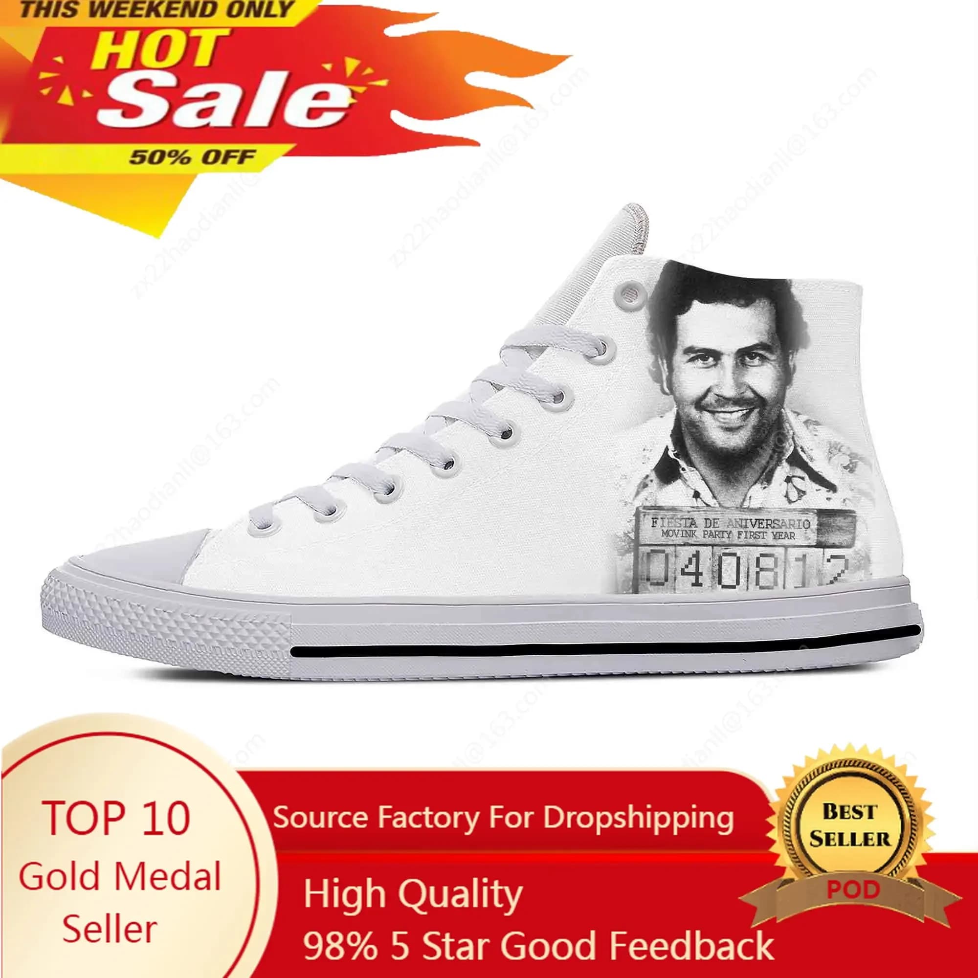 Anime Cartoon Manga Narcos Pablo Escobar Moda Scarpe di stoffa casual Scarpe da ginnastica alte leggere e traspiranti con stampa 3D Uomo Donna
