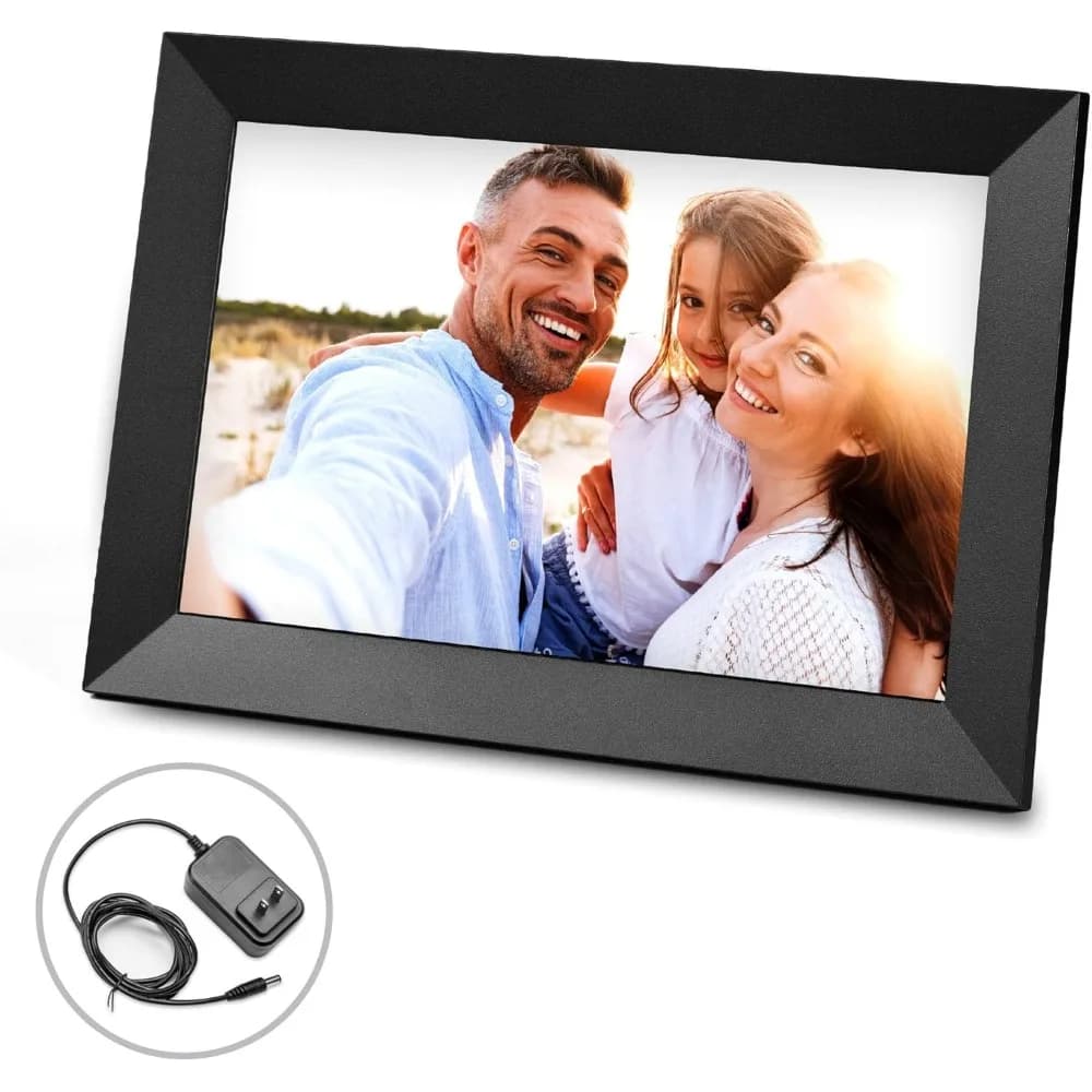 Cornice Digitale WiFi 16GB per Condivisione Sicura di Foto, da Tavolo o da Parete, Nera