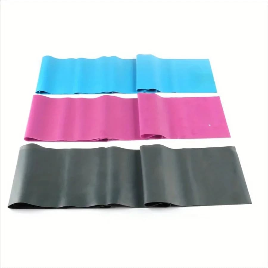 Set of flat resistance bands: elastic bands for physical therapy, home workouts, pilates and muscle rehabilitation.