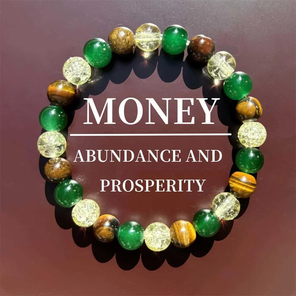 Citrine Green Onyx Tiger Eye Mixed Natural Stone Bracelet Wealth Abundance Prosperity Energy Beaded Bracelet For Men Women