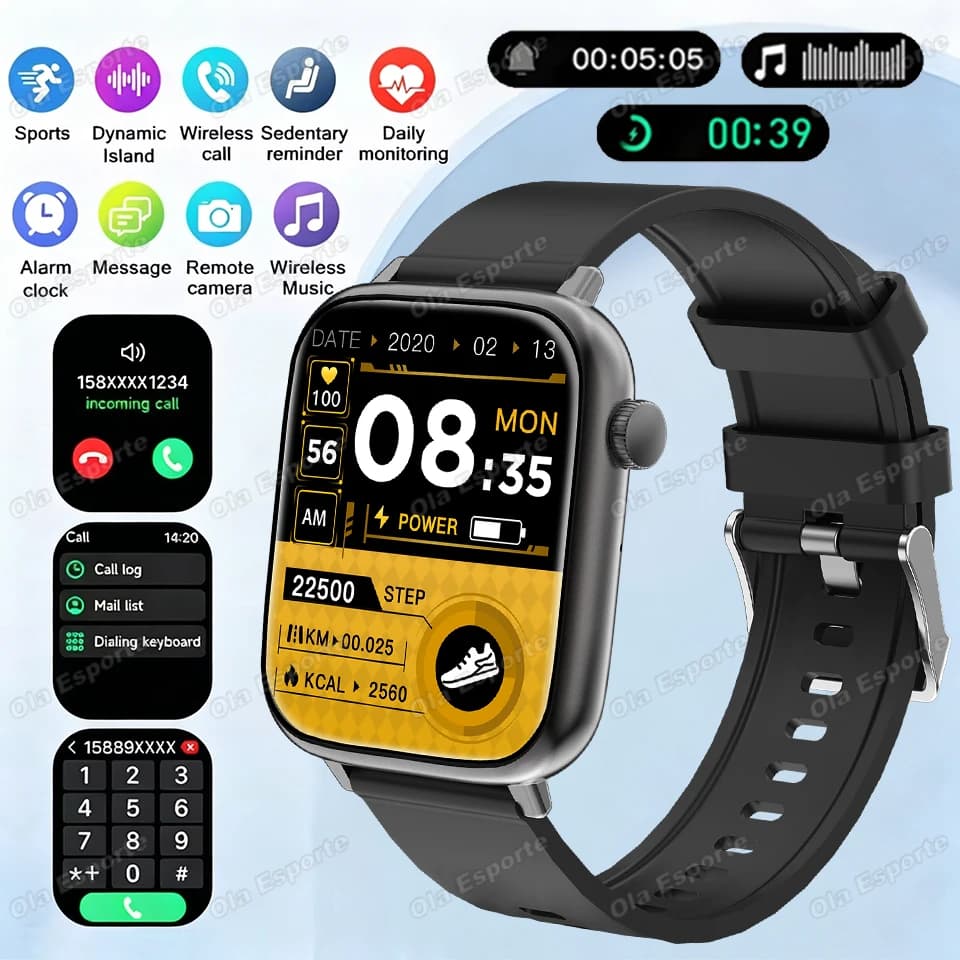 Nuovo Smartwatch da Esterno per Donne, Chiamate Bluetooth, Monitoraggio Ossigeno/Pressione Sanguigna, Orologio Sportivo per Uomini, Smartwatch HW12