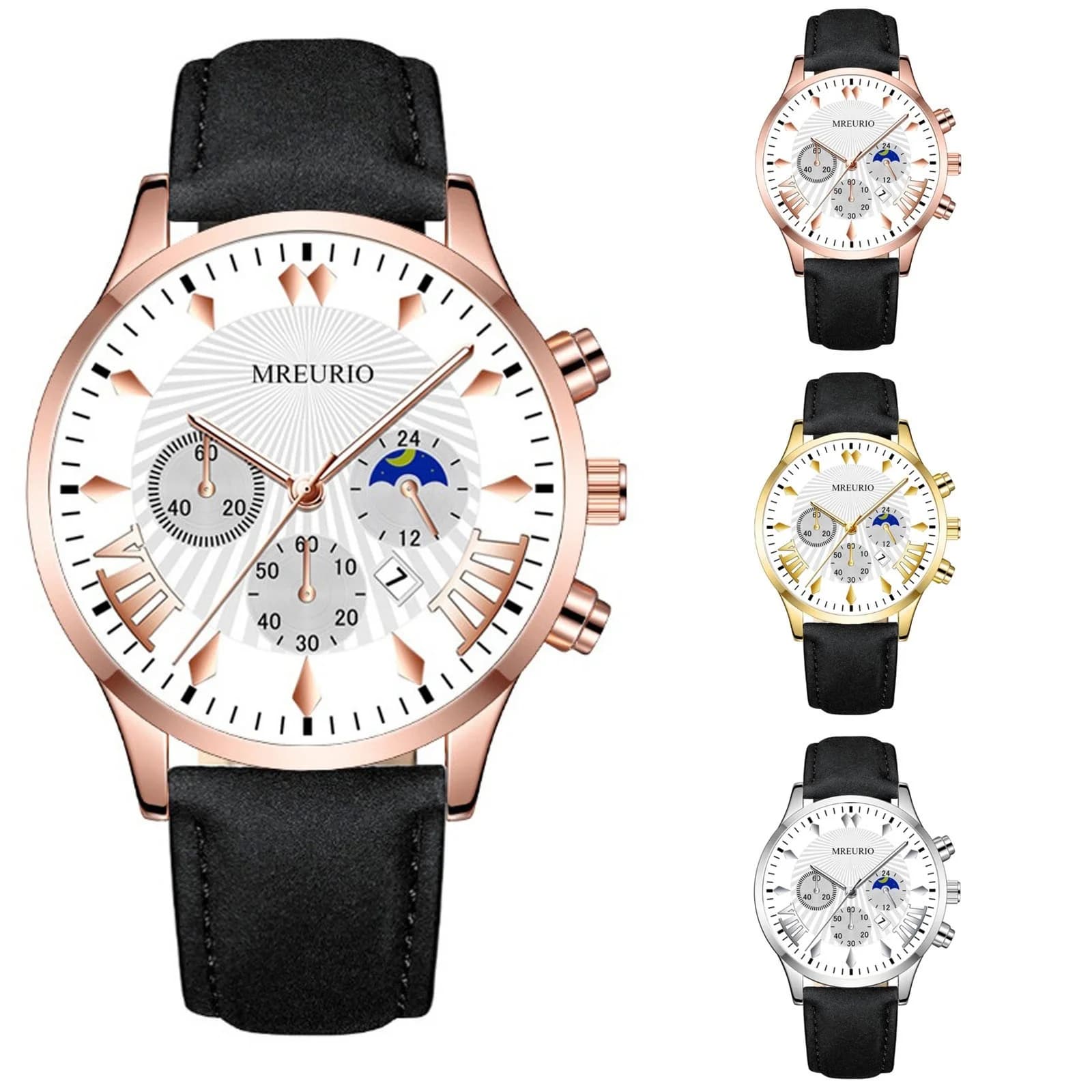 Orologio al quarzo da uomo bello alla moda, cinturino in pelle stile casual, classico quadrante rotondo, orologio da viaggio quotidiano per ragazzi