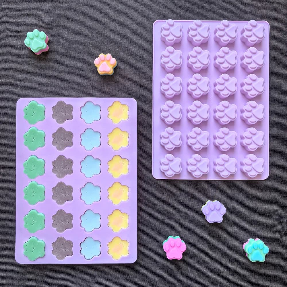 1 pz 24 fori a forma di zampa di gatto stampo in silicone per cioccolato 3D caramelle, biscotti, cioccolato, utensili da forno per la decorazione di torte