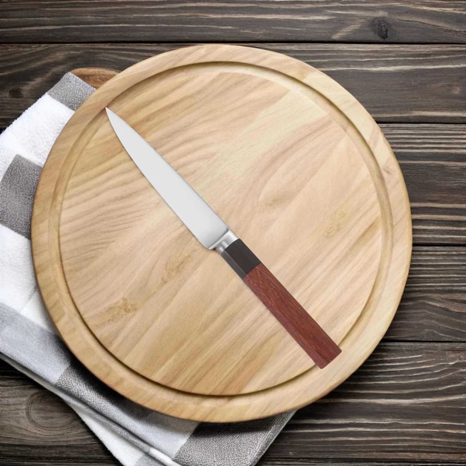 Manico in Legno Ottagonale per Coltello da Cucina Giapponese, Ricambio per Coltello da Sushi, Parti Fai-da-Te per Gyuto Nakiri Santoku, 11x2x65mm con Foro Piatto