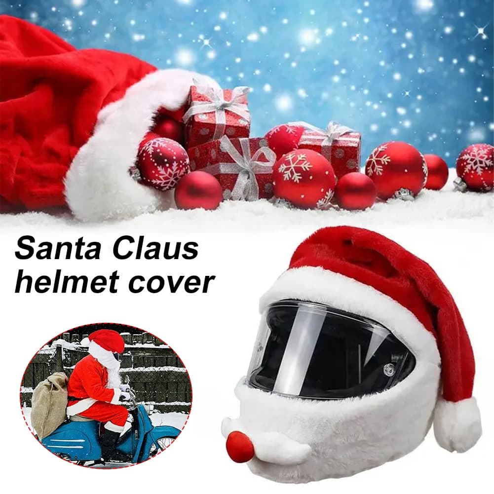 1PC Copri casco da Babbo Natale Cappello di Natale in peluche per casco da motociclista Felice anno nuovo Forniture per feste Accessori cosplay di Natale