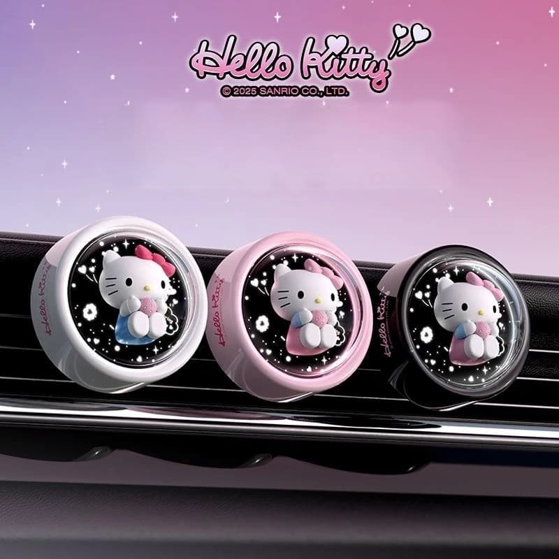 Nuova Versione Anime: Diffusore per Auto Hello Kitty con Cielo Stellato, Luce Ambientale Luminosa, Decorazione Auto Carina per Ragazze, Stile Kawaii