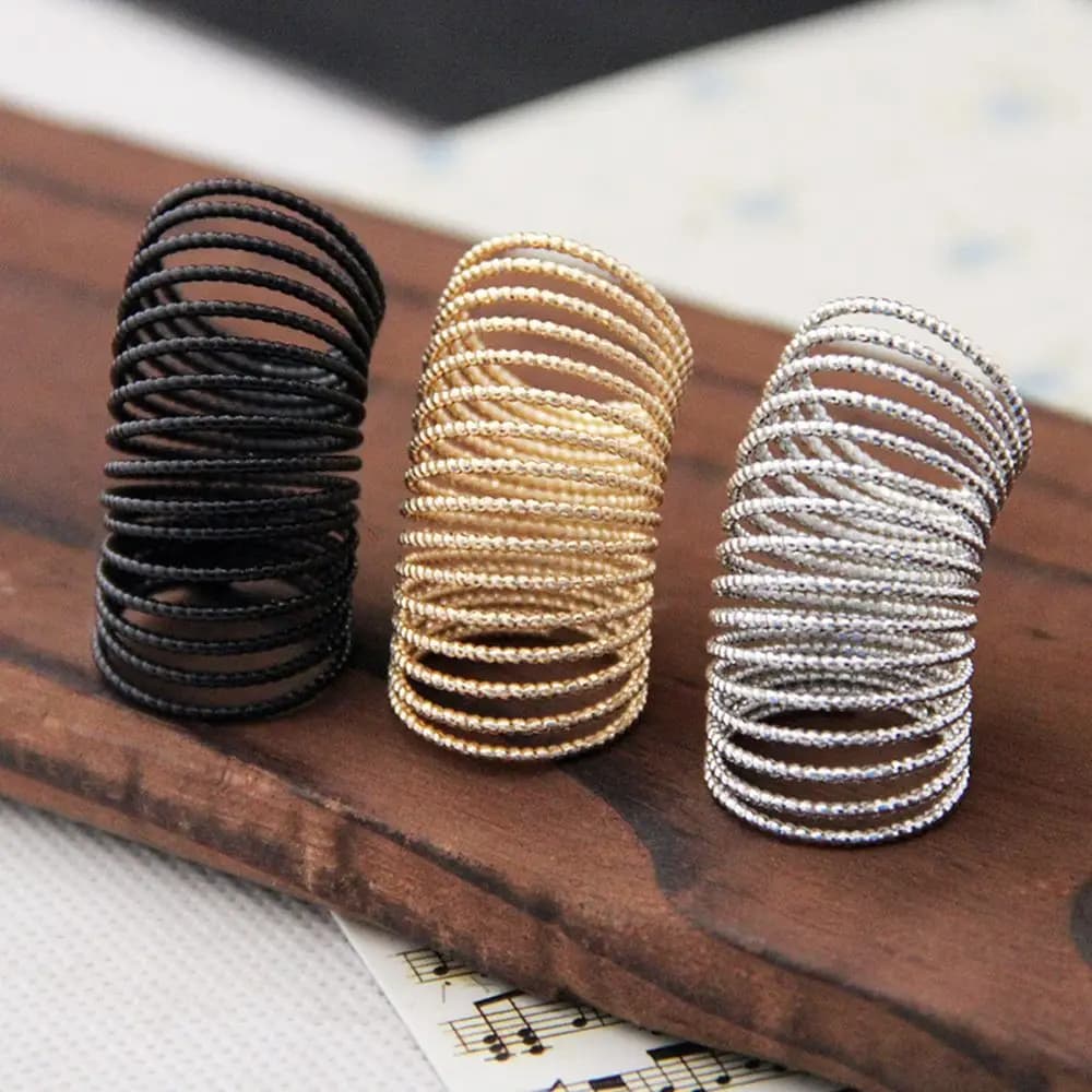 Men Alloy Couple Valentine's Day Gift Korean Style Finger Ring Women Jewelry Accessories Finger Buckle Threaded Spring Ring