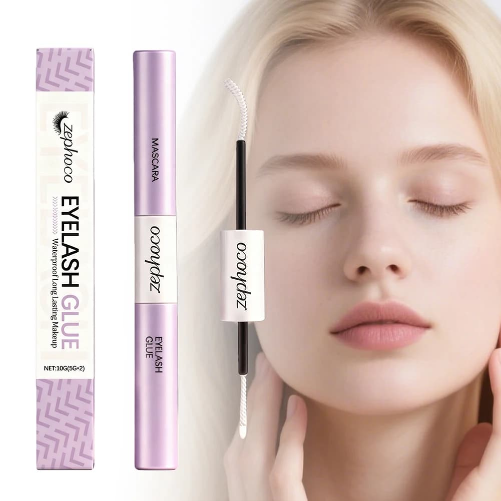 Mascara a doppia testa Senza grumi 2 in 1 Allungante Colla per ciglia impermeabile Da indossare tutto il giorno Delicato sugli occhi sensibili Trucco di bellezza