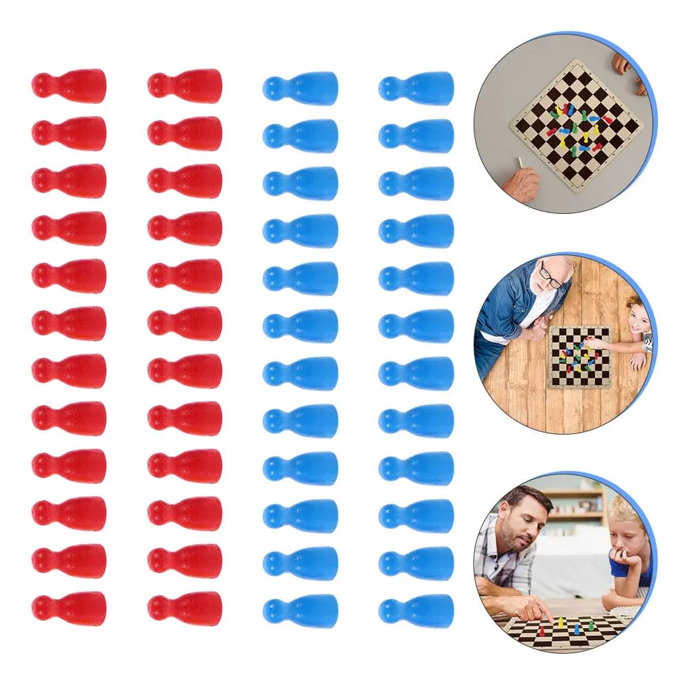 Set di 48 Pezzi di Scacchi in Legno a Forma Umana, Ricambi per Gioco da Tavolo per Bambini
