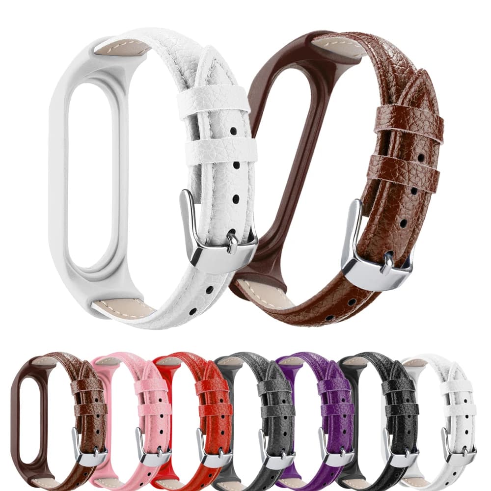 Cinturino per Xiaomi Mi Band 7 6 5 4 3 per Mi Band 5 Bracciale da polso in pelle Mi Band 6 Braccialetti con cinturino Pulseira Accessori intelligenti