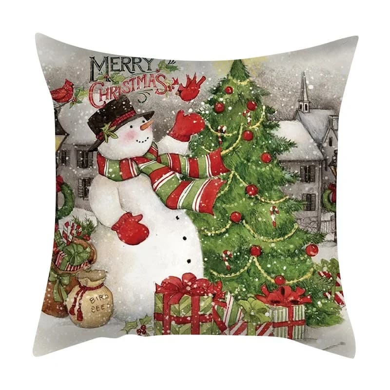 Federa per cuscino serie natalizia Babbo Natale e Renne, decorazione per la casa e l'ufficio, copricuscino per divano