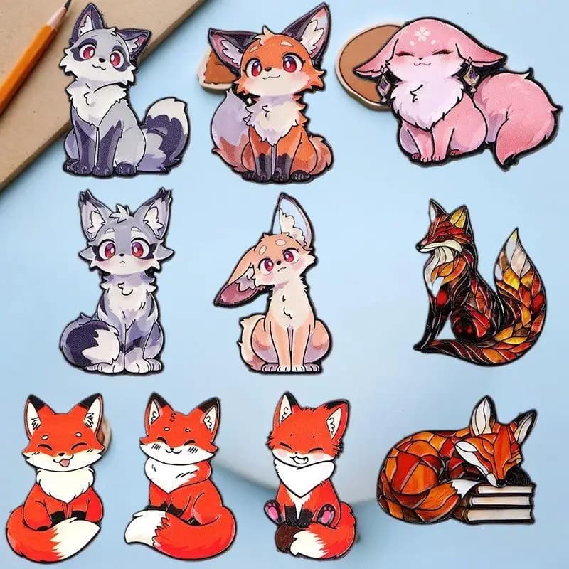 Cute Fox Enamel Brooch Metal Lapel Pin Badge for Backpack Hat Collar Jewelry Gift