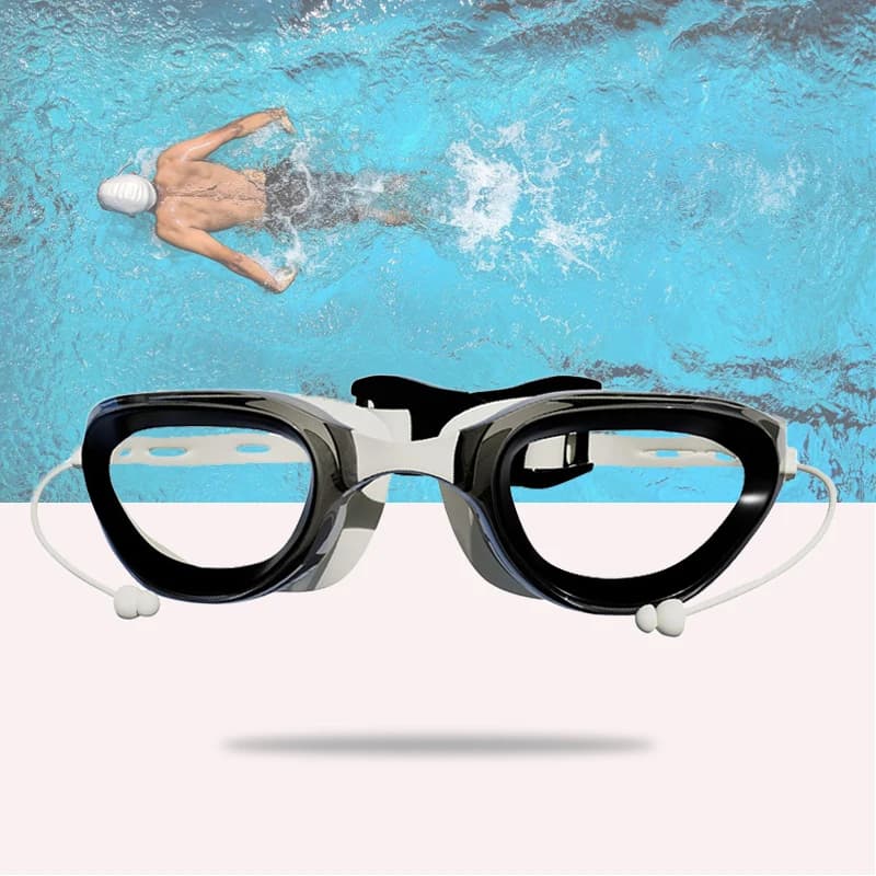Anti-fog swimwear with transparent HD lenses for children, men and women, with integrated ear plugs, UV protection, diving, swimming, sports glasses