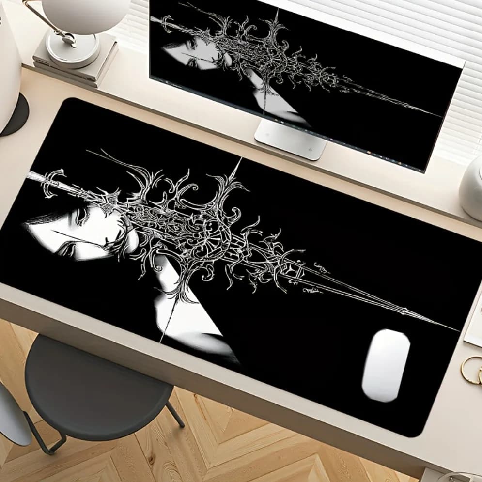 Tappetino per mouse da gioco in gomma con design Cool Sword Sound Girl, antiscivolo, tastiera da ufficio e accessori per mouse, regalo per i giocatori