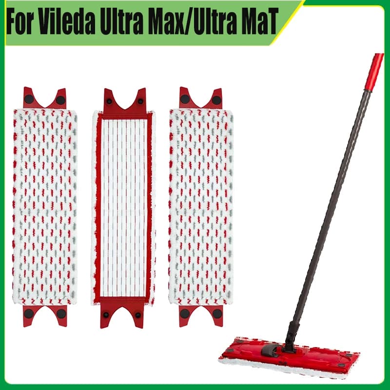 Replacement For Vileda UltraMax XL Reusable Flat Spin Mop Cloth Quick Drying Machine Washable Microfiber Floor Mop Pads 51x14cm