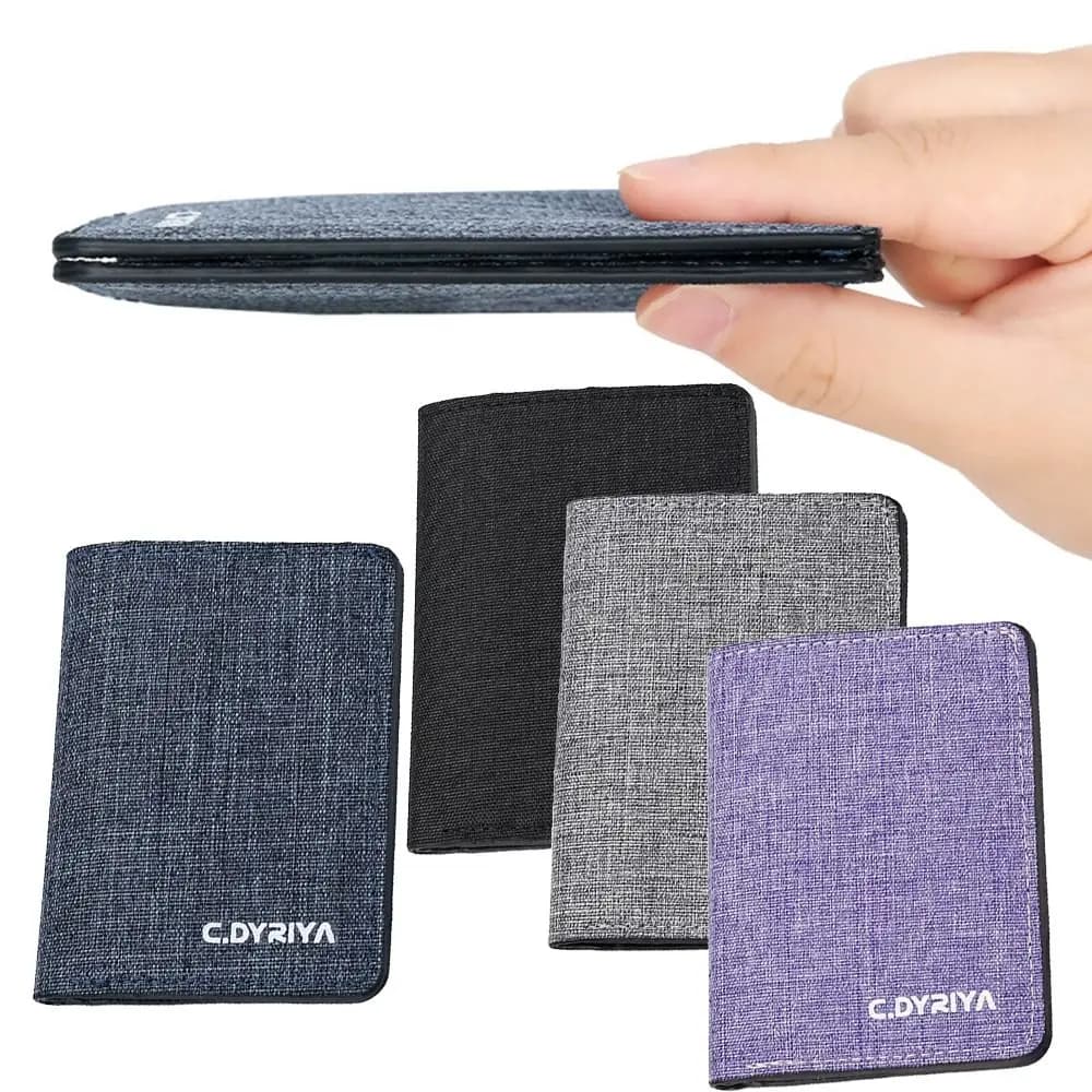 Donna uomo portafoglio corto porta carte di credito in tela Bifold portamonete multiuso con cerniera portamonete porta biglietti da visita