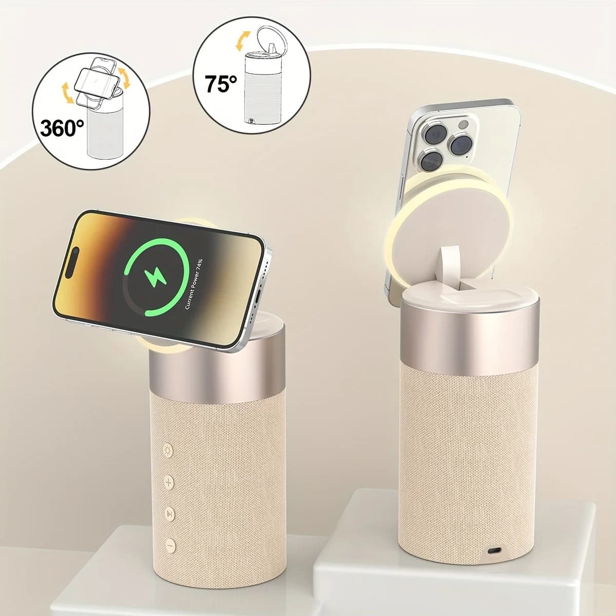 Caricabatterie wireless magnetico 4 in 1 e altoparlante Bluetooth con luce notturna - Regalo perfetto per iPhone XIAOMI HUAWEI Samsung e AirPods