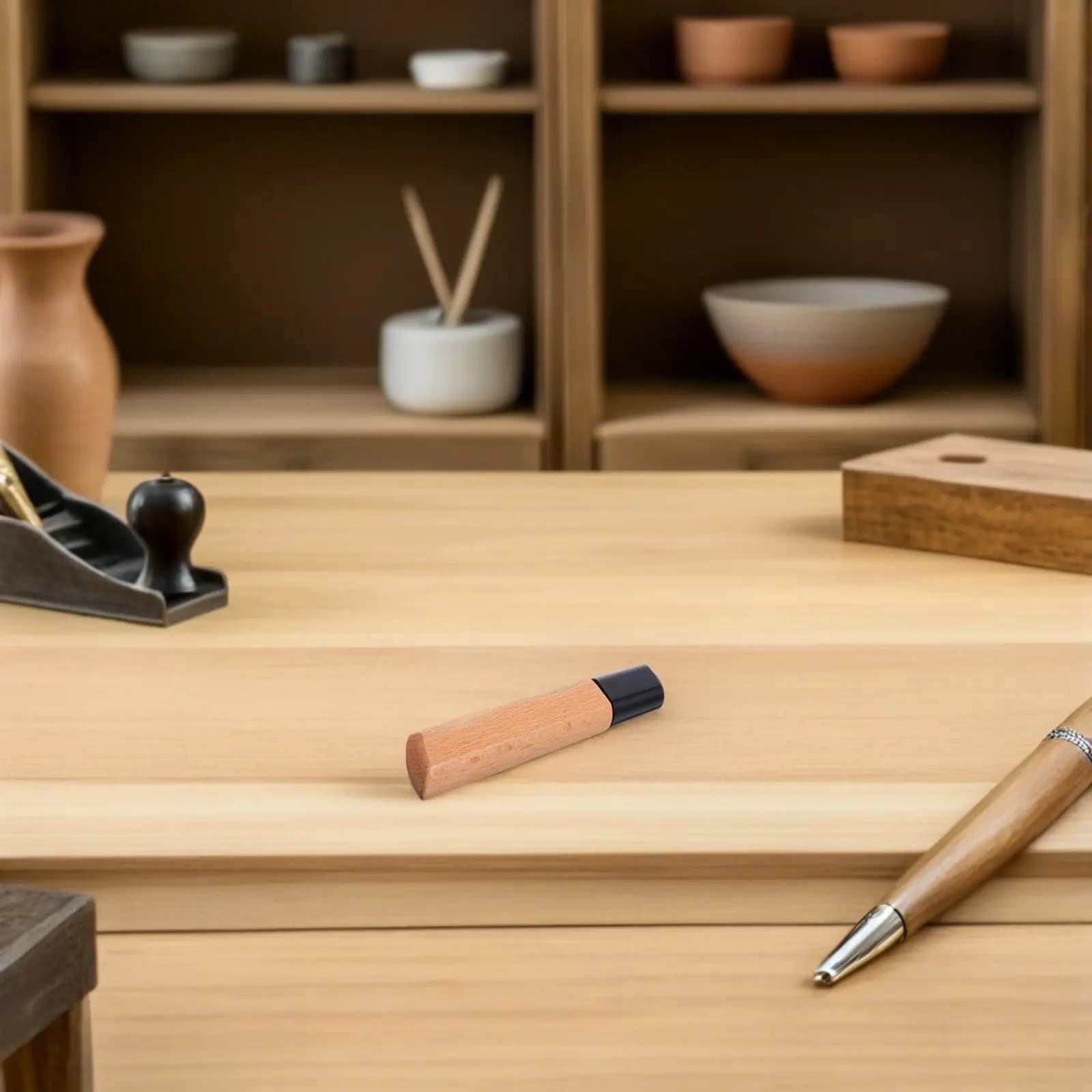 2 Pezzi Manici per Coltelli Leggeri ed Ergonomici, Impugnature di Ricambio Antiscivolo in Legno per Coltelli da Cucina