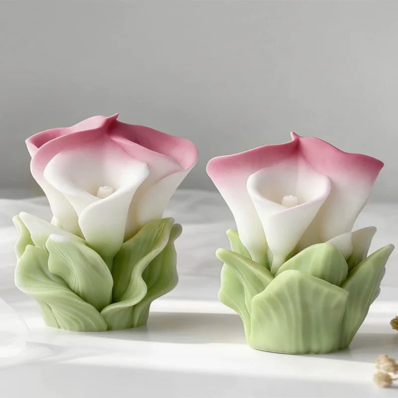 New DIY Floral Calla Lily Form Silicone Mold Handmade Aroma Candle Plaster Casting Molds Arum Lily Decoration Craft Making Mould