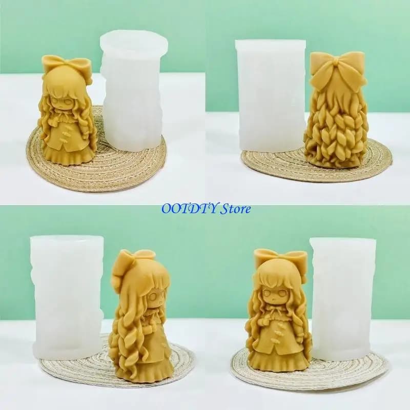 367A 3D Girl Shaped Silicone Mold Cake Fondant Molds Princess Resin Plaster Molds Handmade Soap Mould Desktop Ornament