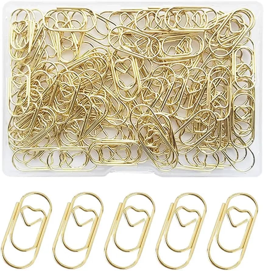 Clip per Carta a Forma di Cuore, Confezione da 100, Mini Graffette da 0,8 Pollici per Organizzazione Ufficio, Scuola e Casa con Scatola Portaoggetti