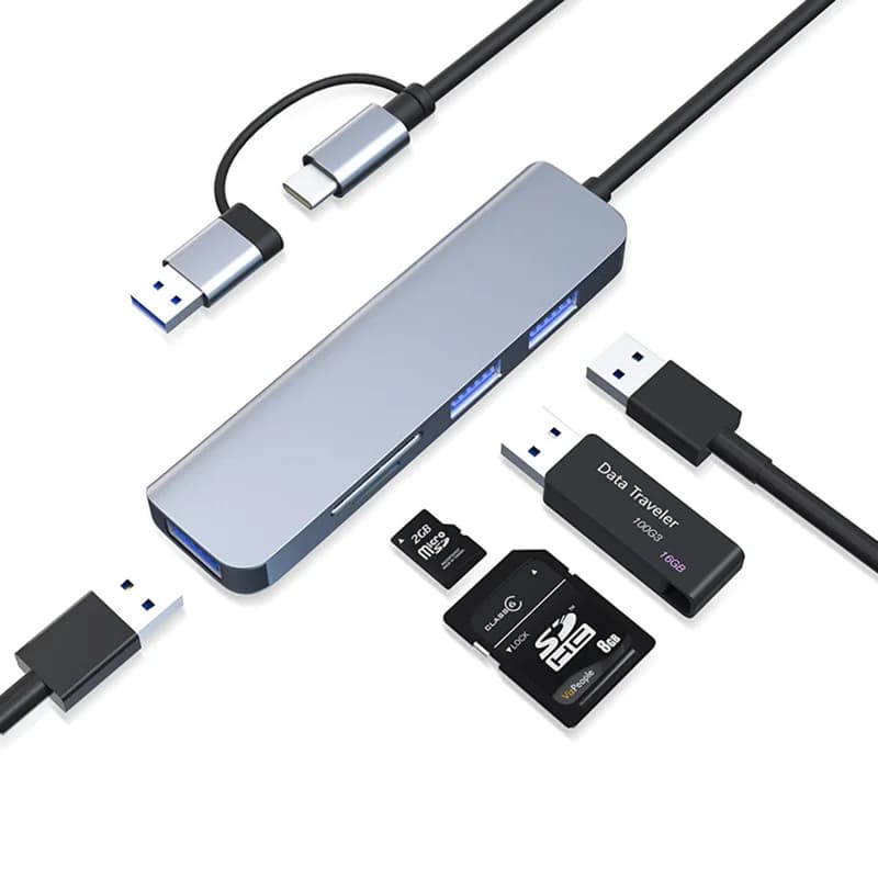 Tipo C + USB HUB USB3.0 Dongle USB2.0 Estendi disco Adattatore Cavo Splitter Caricatore del telefono Dock Lettore di schede di memoria Micro SD TF Scrittore