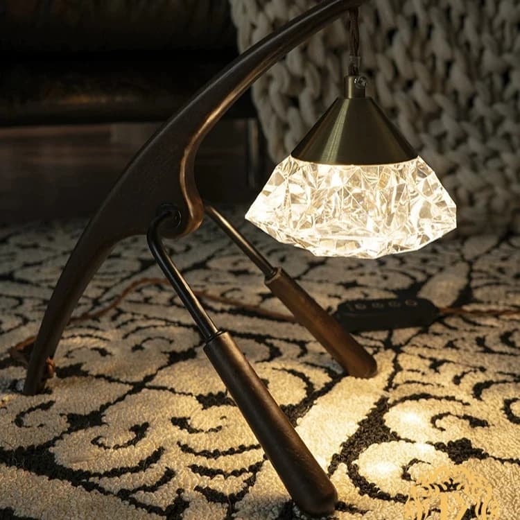 Retro Chinese Style Table Lamp Bedside Lamp Three Color Dimmable Glass Lampshade Metal Base Atmosphere Decorative Desk Lamp