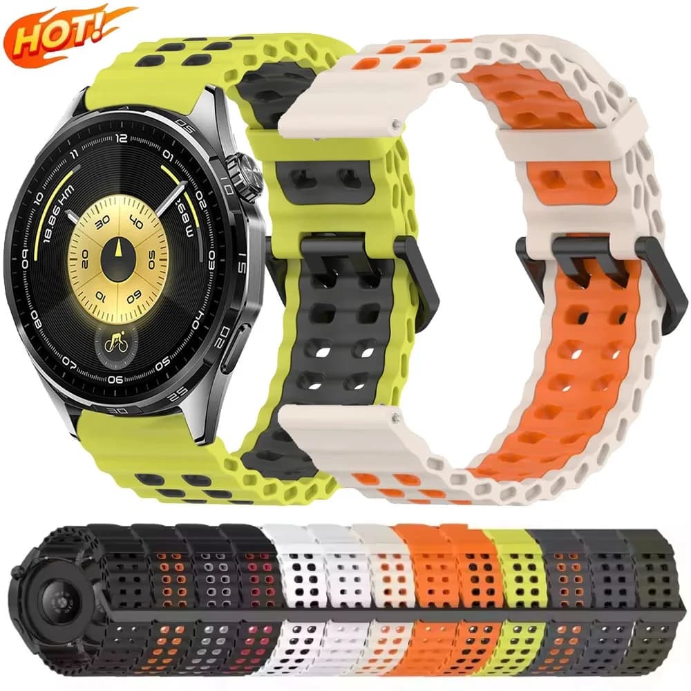 Cinturino in silicone da 22mm per Huawei GT 6 Pro GT6 GT5 GT5Pro GT4 GT3 2 2e 46mm cinturino sportivo traspirante per Huawei Watch 5 4 3 braccialetto