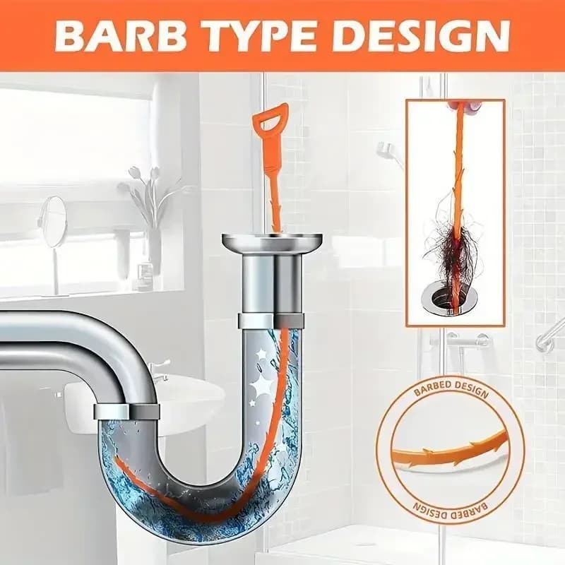 Spazzola per dragaggio tubi Bagno Capelli Fogna Lavello Pulizia Tubo Draga Pulitore di scarico Gancio Draga Pavimento Rimozione peli Strumento WC