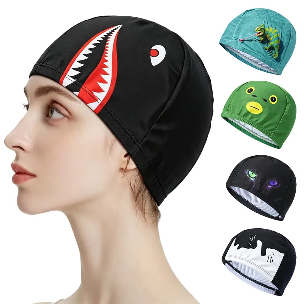 Men Women Adult Swim Cap High Elastic Tear‑Resistant Ear Protection with Multi‑Color Printed Patterns For Pool Recreation