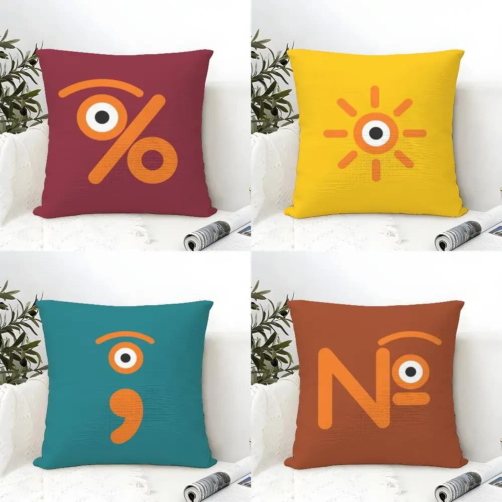 Federa per cuscino in cotone e lino con cerniera, design artistico J-Jean-Jullien, decorativa per la casa e il soggiorno