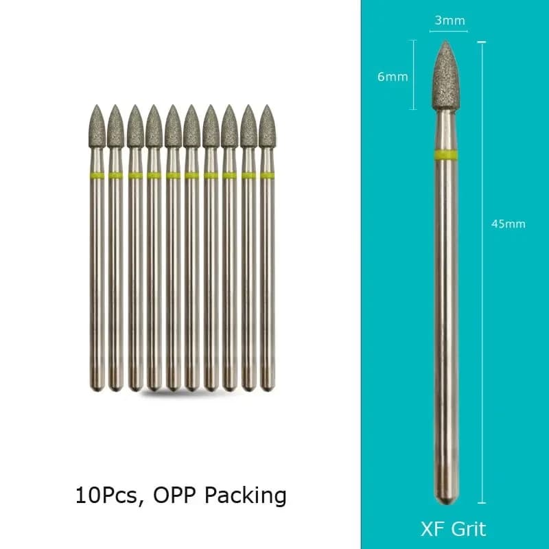 Set di 10 Punte Diamantate a Cono da 3mm per Manicure, Accessori e Strumenti per Unghie