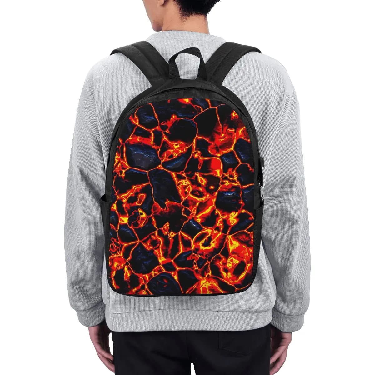 Zaino da Viaggio con Design Vulcano e Lava, Borsa per Computer Portatile, Zaino Scolastico per Studenti Universitari, Borsa a Tracolla per Laptop per Uomini e Donne
