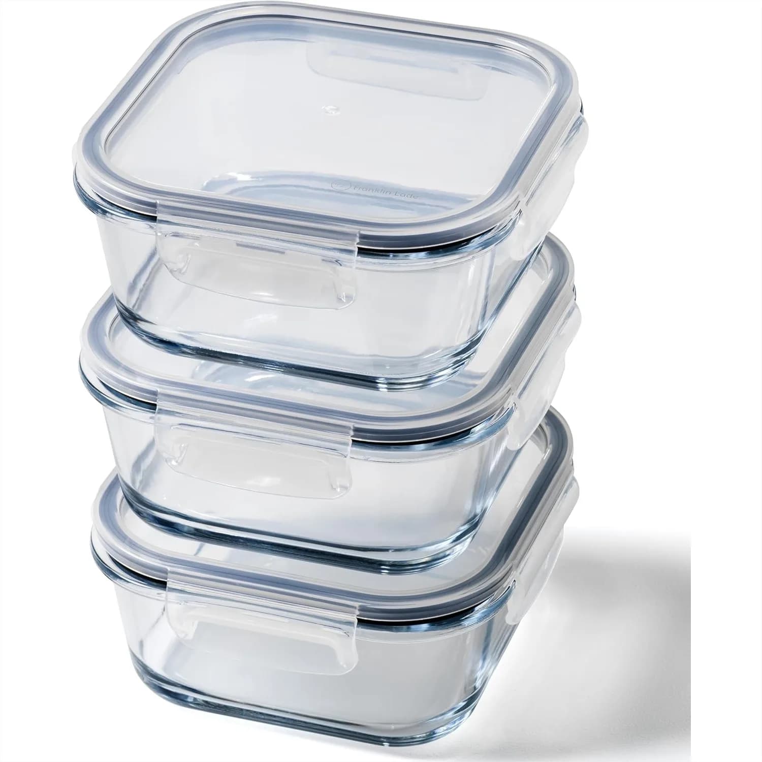 Contenitori in Vetro per Alimenti con Coperchi, Set da 3 Quadrati da 27oz, Ermetici e Antisgocciolamento per Preparazione Pasti