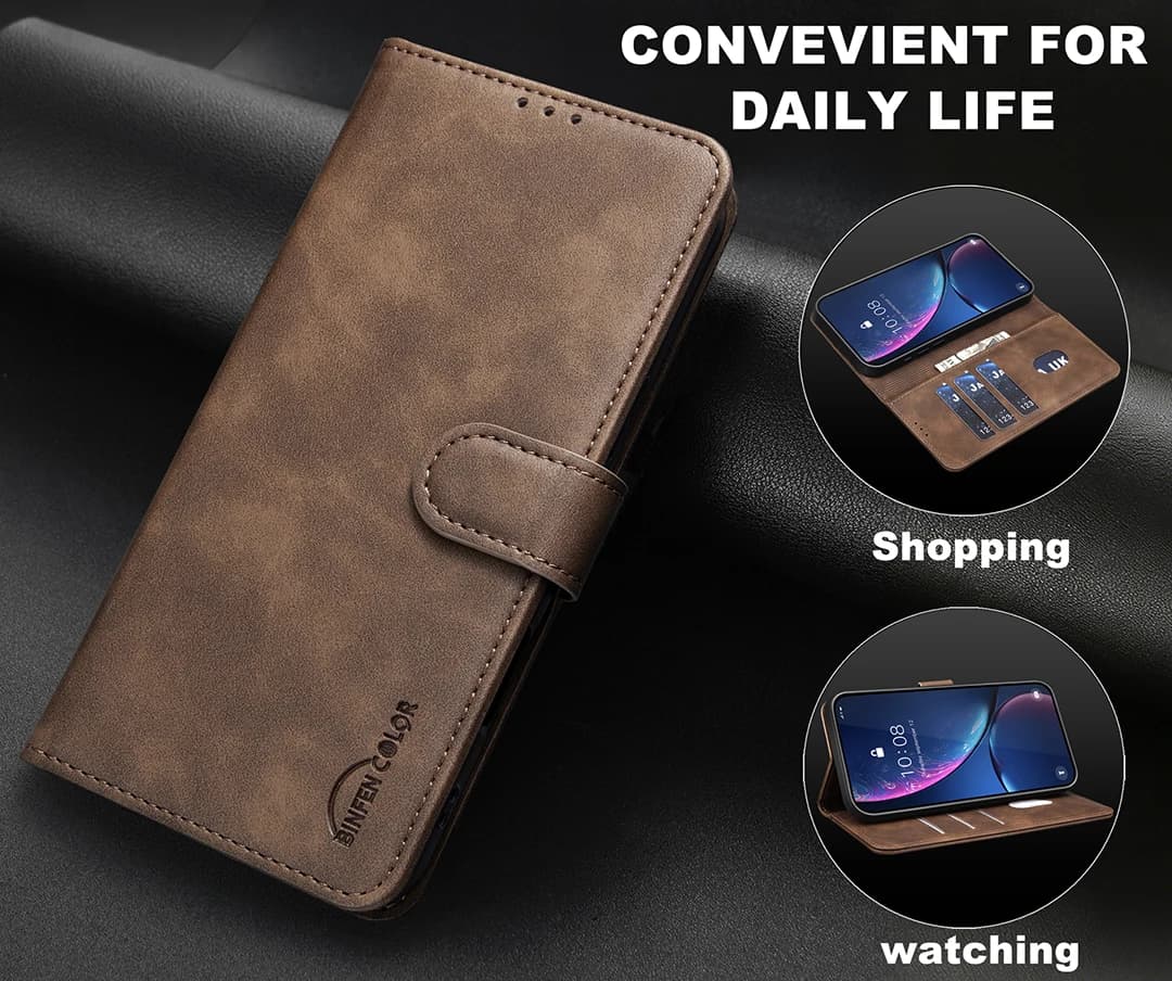 Custodia a Portafoglio in Pelle con Chiusura a Scatto per Samsung Galaxy A57 A56 A36 A37 A26 A54 A33 A55 A35 A25 A34 A53 A73 A52 A52S 4G 5G con Protezione RFID