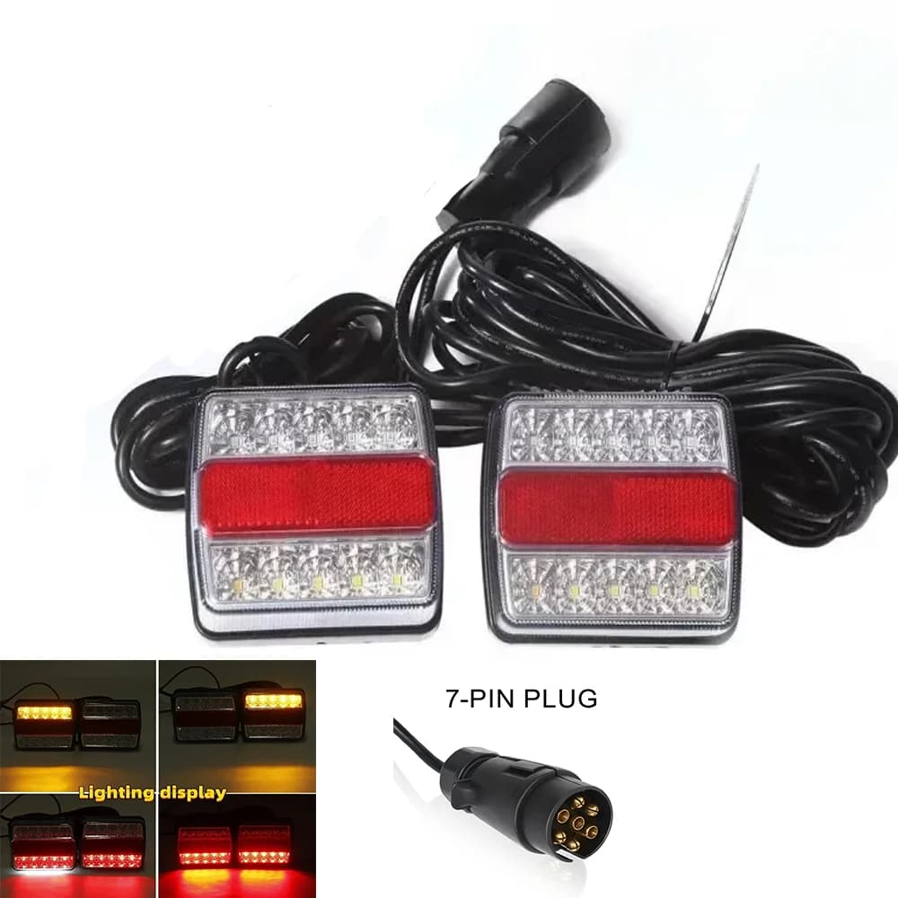 Set di Luci LED Posteriori 12V per Rimorchio e Camion, 10m, 7 Pin, per Targa, Freno e Riflettore, Impermeabile