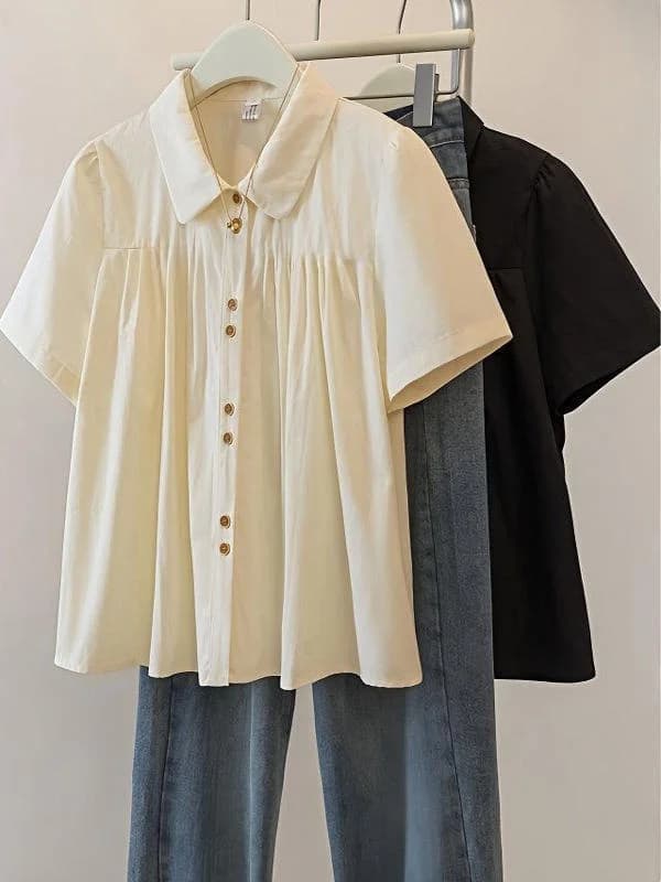 Women's Summer T-shirt Plus Sizes, to Short Sleeves, Slimming and Covering Effect, Wide and Simple Fit, Pure Color, Ideal for Work and Leisure