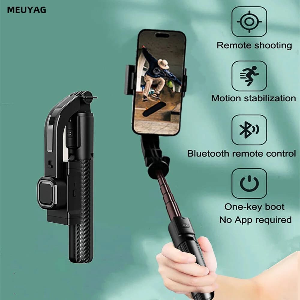 MEUYAG Bluetooth Selfie Stick Stabilizzatore cardanico portatile Treppiede regolabile in lega di alluminio per telefono cellulare per smartphone Live