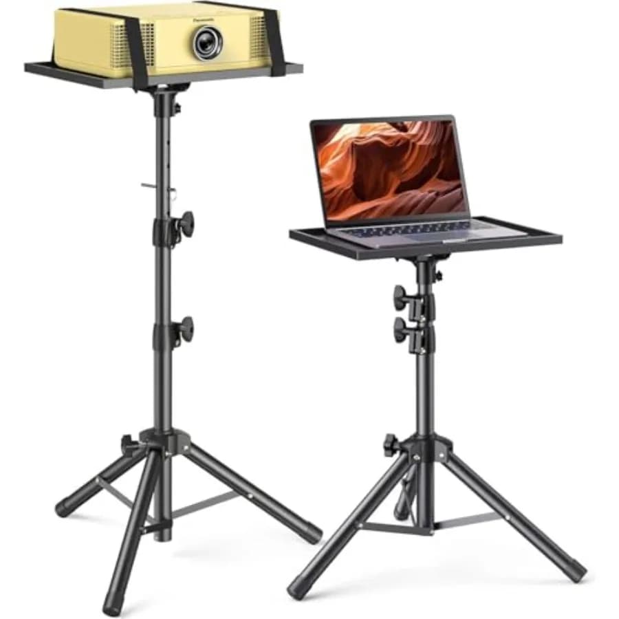 Supporto Treppiede Regolabile in Altezza per Proiettore da 26 a 51 Pollici, Supporto Pieghevole per Laptop, Supporto Portatile per Proiettore da Esterno