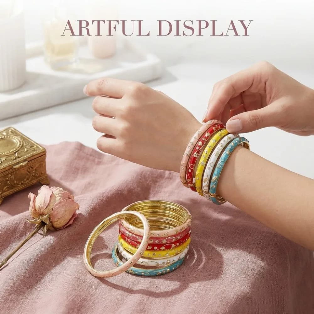 Enamel Vintage Cloisonne Bangle Traditional Chinese Chinese Flower Bangle Vintage Ethnic Women's Hand Bracelet Jewelry Gifts