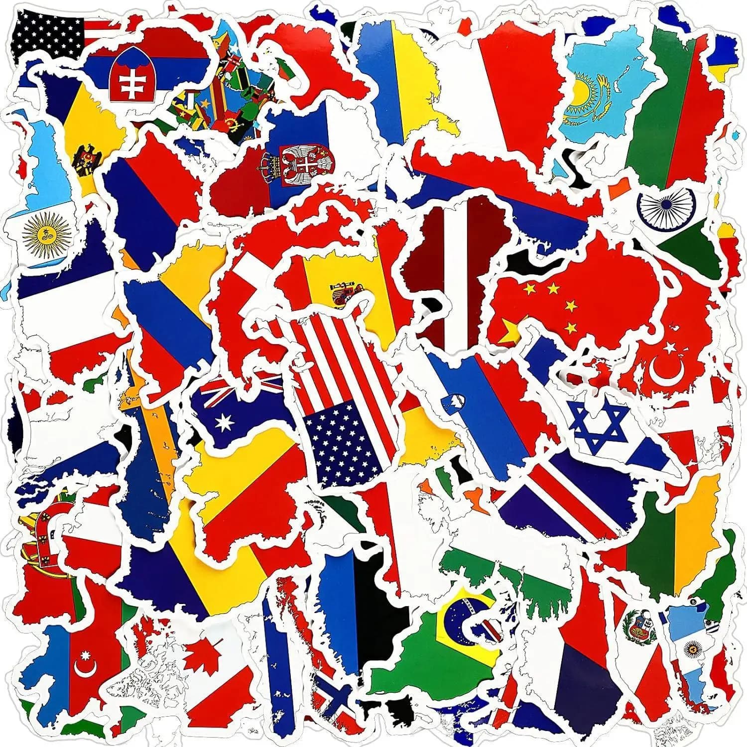 50pcs Country Map Suitcase Laptop Waterproof Decorative Sticker