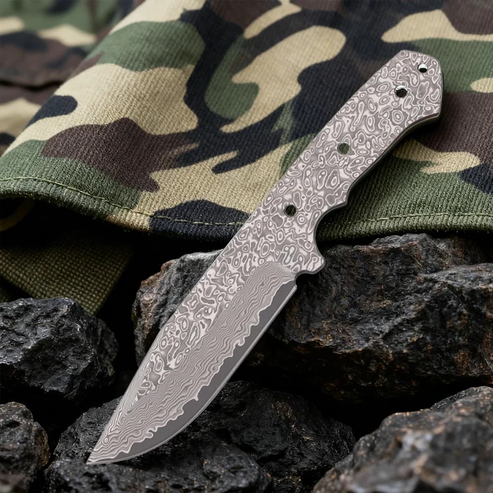 Damascus VG10 Steel Semi-Worked Blade for Kitchen Knife, Slice Meat, for Survival of Open and Daily Use EDC