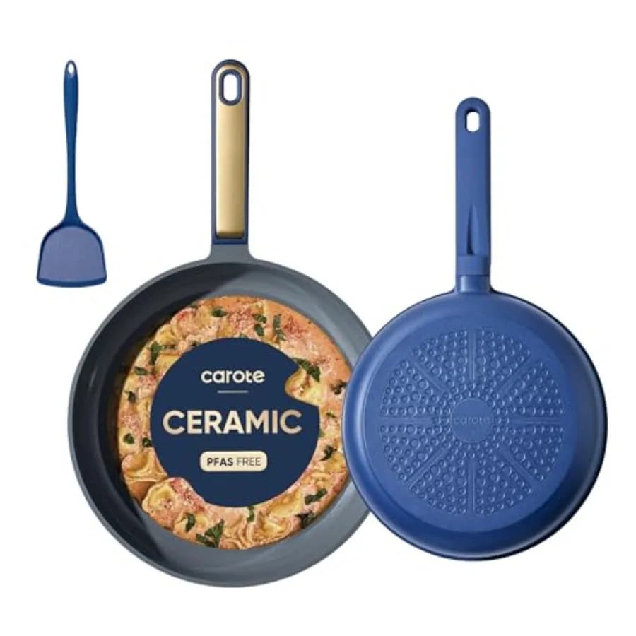 Padella Antiaderente in Ceramica da 9,5'' e 11'' con Manico Resistente al Calore, Sana e Senza PFOA/PFAS, per Induzione
