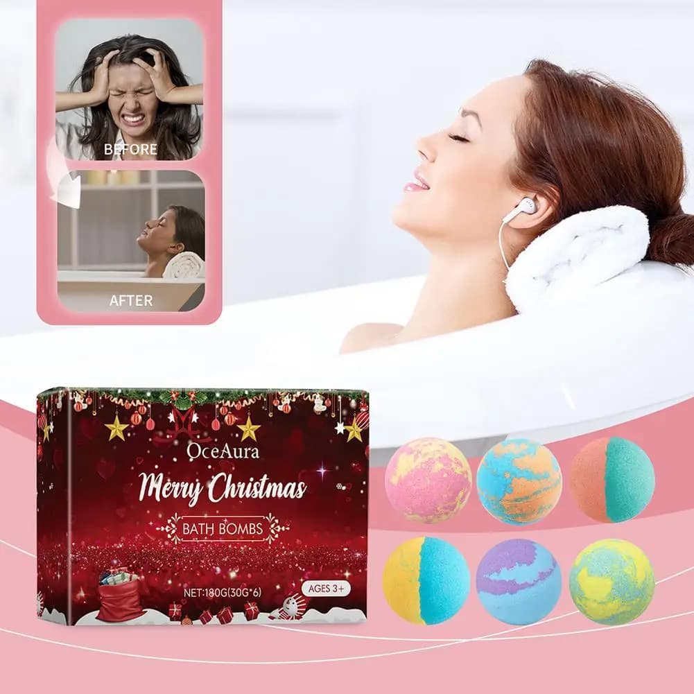 Palline da bagno di sale colorate di Natale Bolle riccche Sollievo dallo stress Corpo Spa Olio essenziale Regali idratanti profondamente Bombe da bagno