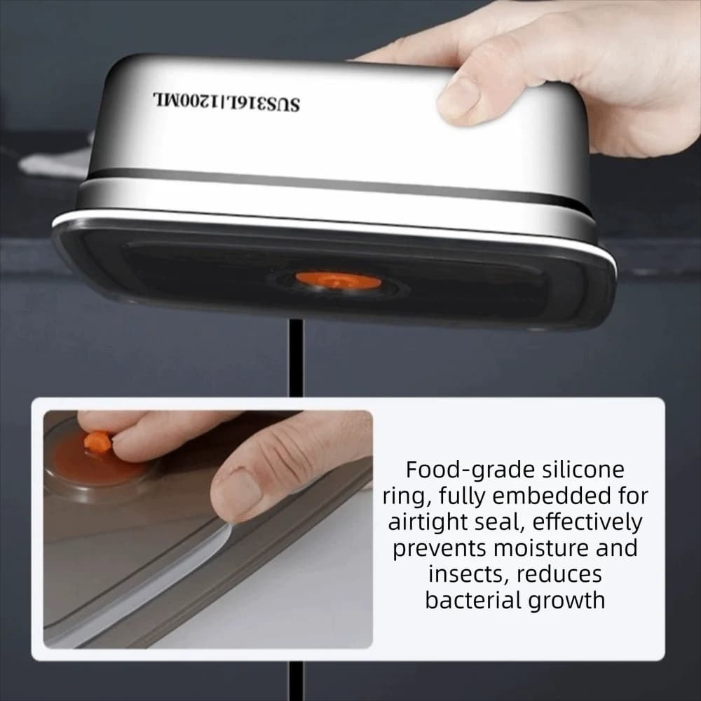 Large Capacity Stainless Steel Fresh-Keeping Box with Locking Lids Sealed Food Storage Box Freezer Safe Durable Food Container