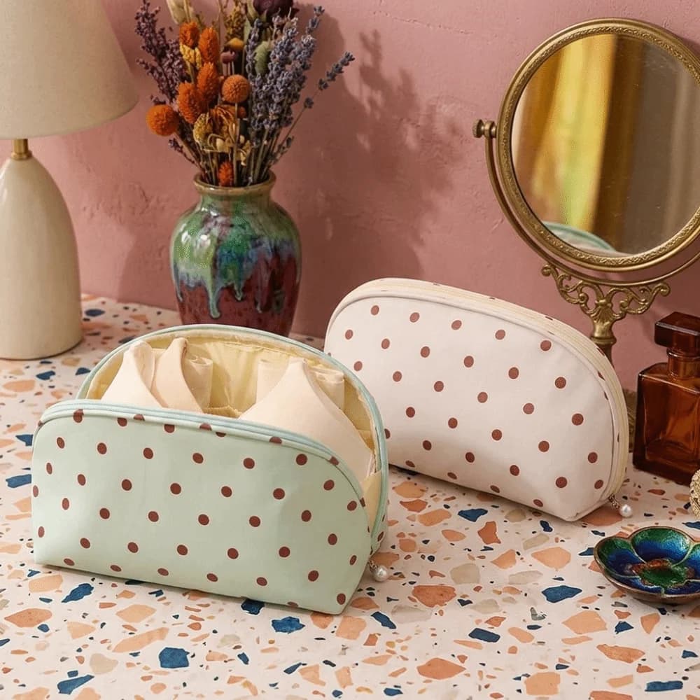 Polka Dot Underwear Storage Bag Dustproof Waterproof Cosmetics Organizer Breathable Large Capacity Lingerie Packing Cube